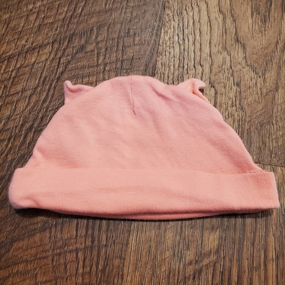 Carters 2 Beanies Baby Girl Boy Unisex Hat Pink Cat Face White Knot Mint Green - Picture 5 of 7